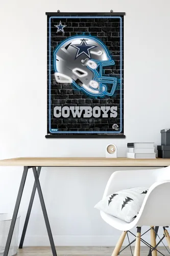 Vista 5 de Trends International NFL Dallas Cowboys - Póster de pared con casco neón 23, 34 pulgadas de largo x 22.4 pulgadas, paquete de póster y clip