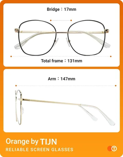 Vista 4 de TIJN Lentes de bloqueo de luz azul, lentes de filtro de luz azul para computadorajuegospantalla para mujeres y hombres, marco de metal de gran