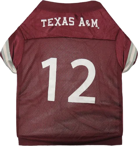 Vista 5 de NCAA TEXAS LONGHORNS - Camiseta de fútbol para perro, talla L, color granate y blanco, a rayas