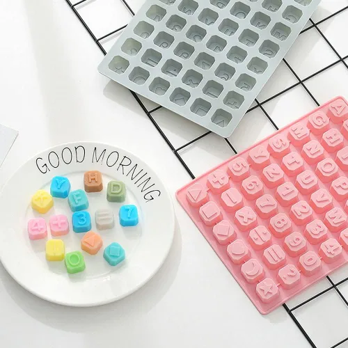 Vista 3 de 2 moldes de silicona para números de chocolate, antiadherentes, bandeja de silicona para decoración de 26 alfabetos y números, moldes para dulces