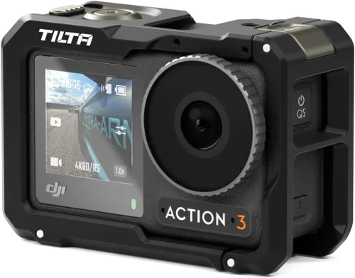 Vista 2 de Tilta Jaula para cámara compatible con DJI Osmo Action 3 Basic Kit (negro), armadura protectora, mejora la funcionalidad con opciones de montaje