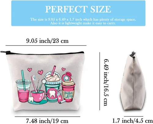 Vista 2 de GJTIM Bolsa de cosméticos para enfermeras e higienistas - Regalo de asistente dental con bolsa con cremallera