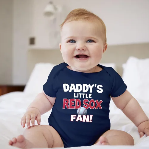 Vista 2 de NanyCrafts Baby's Daddy's Little Red Sox Fan Body Body para bebé Red Sox Fan