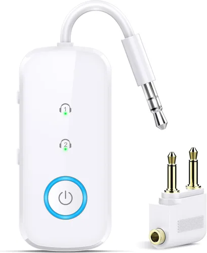 Vista 10 de Transmisor Receptor Bluetooth 5.4 Premium Pro, adaptador de audio de avión, transmisor inalámbrico para TV/vuelo de viaje, aerolínea, gimnasio. Negro