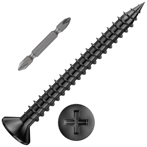 Vista 6 de Wensilon # 4X1 (460PCS) Tornillo de madera negro de cabeza plana 3X25, cabeza plana autorroscante de metal rápido