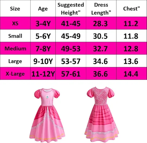 Vista 3 de Vestido de princesa para niñas, disfraz de durazno, vestido casual de verano para niños pequeños