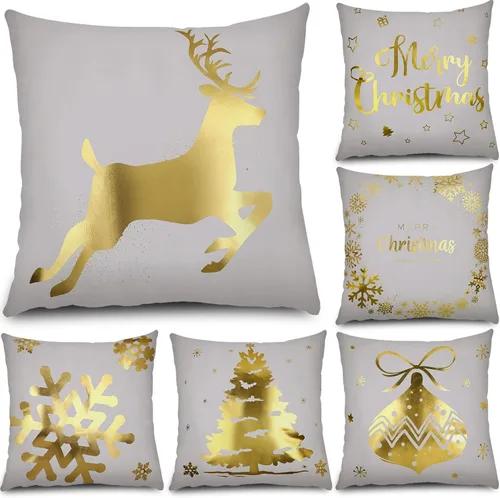 Vista 9 de Tatuo Juego de 6 fundas de almohada de Navidad de 18 x 18 pulgadas, fundas de almohada decorativas para Navidad, fundas de cojín para decoración