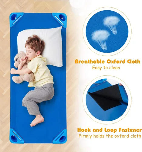 Vista 3 de KOTEK Catres apilables para niños, catres portátiles para niños pequeños, 52 pulgadas de largo x 23 pulgadas de ancho, listas para montar, ahorro
