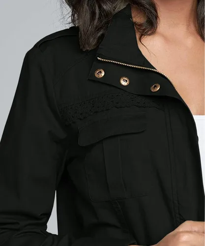 Vista 5 de Chaquetas ligeras para mujer, chaquetas militares, con ribete de encaje, chaquetas Anorak