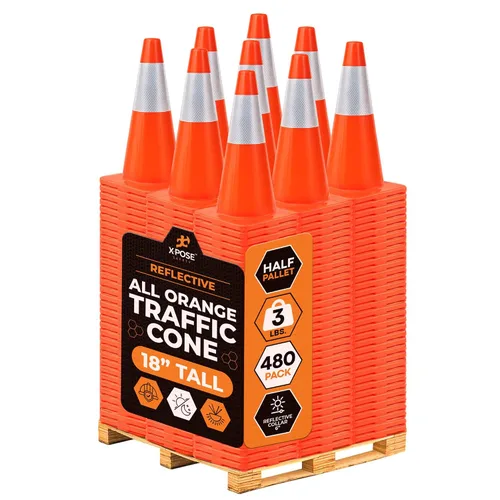 Vista 40 de Xpose Safety Conos de tráfico naranjas de 12 pulgadas con collar de 4 pulgadas, 1 paquete de conos de seguridad de plástico PVC multiusos