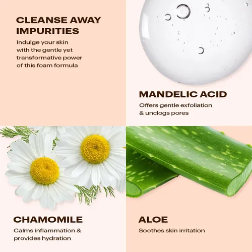 Vista 2 de MAKARI Espuma limpiadora Renewal Glow Lavado facial recomendado por dermatólogos para mujeres con ácido mandélico, manzanilla y aloe Limpiador