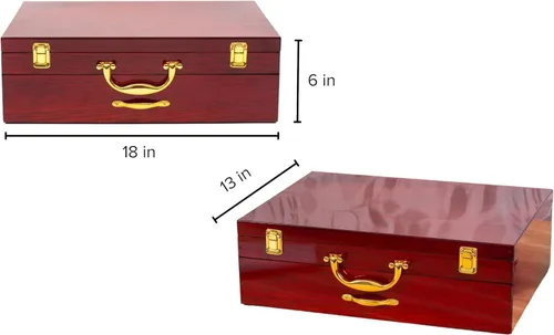Vista 2 de Caja de madera vacía con cajón y bandejas para hasta 75 piezas de cubiertos o almacenamiento