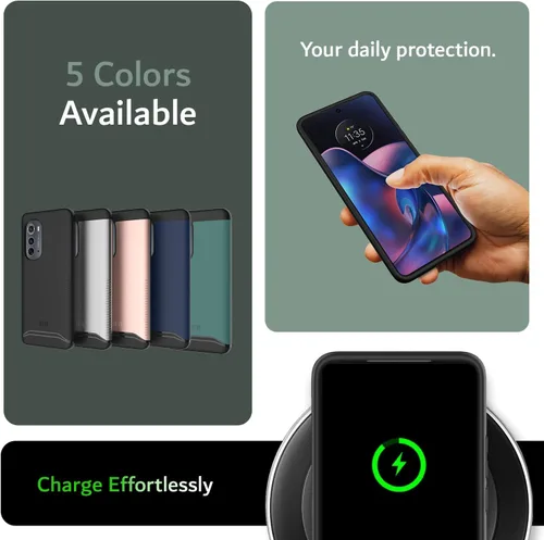 Vista 7 de TUDIA DualShield Merge - Funda protectora para Motorola Edge 2022, a prueba de golpes, grado militar, delgada, antideslizante, de doble capa, Verde