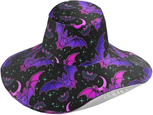 Vista 13 de MNSRUU Wide Brim Hats Skull Sun Hat Packable Sun Visors Floppy Summer Beach Hat for UV Protection