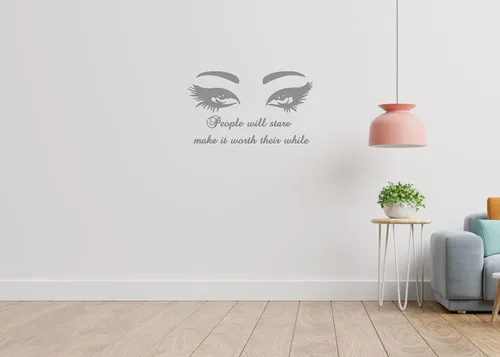 Vista 5 de Eyes Wall Decals Beauty Salon Removable Stylish Quotes Sticker Unique Design MC14 (48 in x 28 in, light brown)