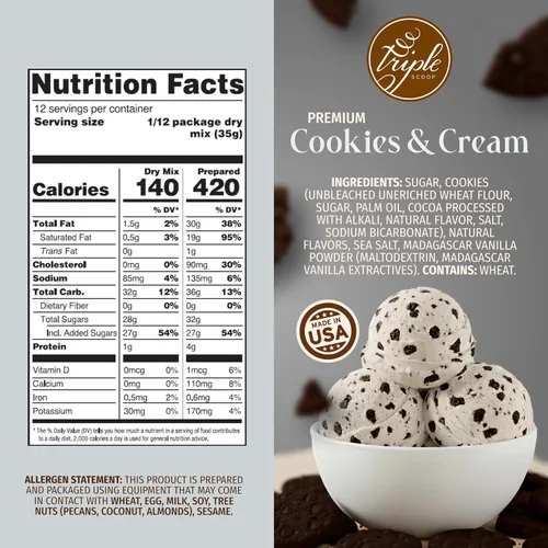 Vista 2 de Triple Scoop - Mezcla de helado de galletas y crema prémium para hacer helados. Simple, fácil, delicioso. De mezcla gourmet a máquina en 5 minutos