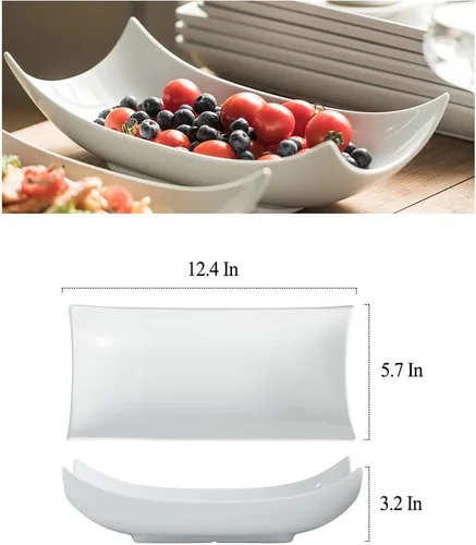 Vista 5 de Gomakren Juego de 3 platos para servir de porcelana para pavo y para entretener, platos curvados especiales, profundos y profundos para Acción