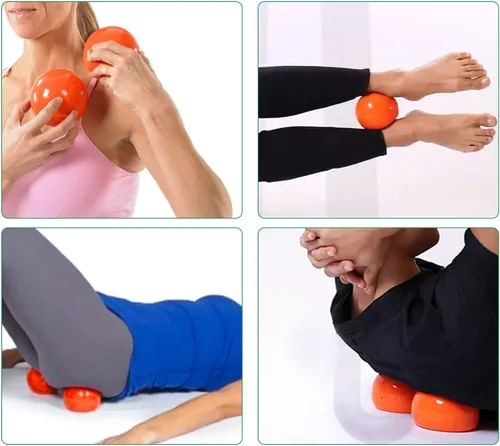 Vista 4 de Yoga Massage Ball Smooth Ball – 4 inches Adjustable Firmness Massage Roller Method Balls for Back, Neck & Floor Therapy – Gentle Deep Muscle Relief