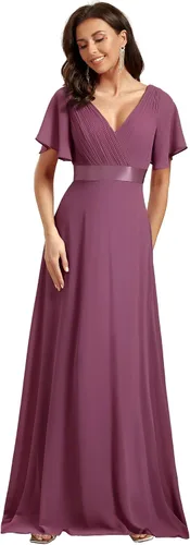 Vista 42 de Ever-Pretty Vestidos formales de mujer para madre de la novia, de manga corta, de chifón, con cintura imperio, de largo hasta el suelo, para dama