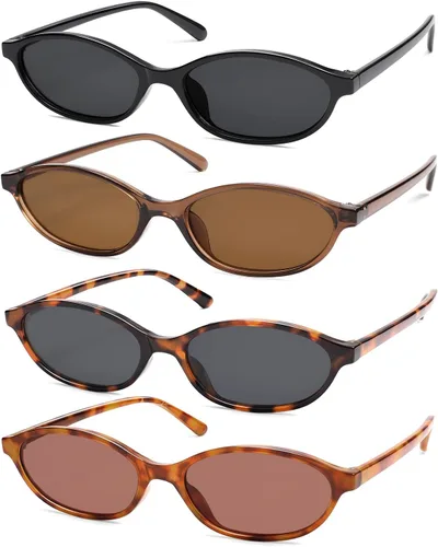 Vista 21 de Gafas de sol retro ovaladas de ojo de gato para mujer, Y2k, gafas de sol estrechas de moda, gafas de sol de diseñador AR82253