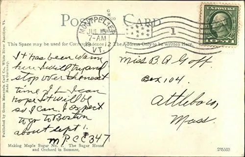 Vista 2 de Making Maple Sugar, The Sugar House and Orchard in Summer Vermont VT Original Antique Postcard