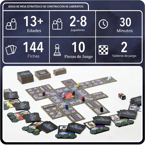 Vista 3 de Juego de Mesa No Escape - Juegos de Mesa de Estrategia para Adultos, Juegos Familiares, Juegos de Fiesta. Juego de Laberinto de Traidor de Sabotaje