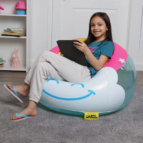 Vista 4 de Rainbow Comfy Chair - Silla inflable, muebles para niños, salas de recreación, dormitorios, fiestas