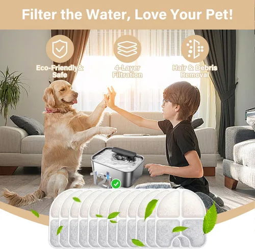 Vista 2 de FEELNEEDY - Paquete de 10 filtros de repuesto para dispensador de agua para perros de 3 galones/12 litros (FN-W13), juego de 5 meses