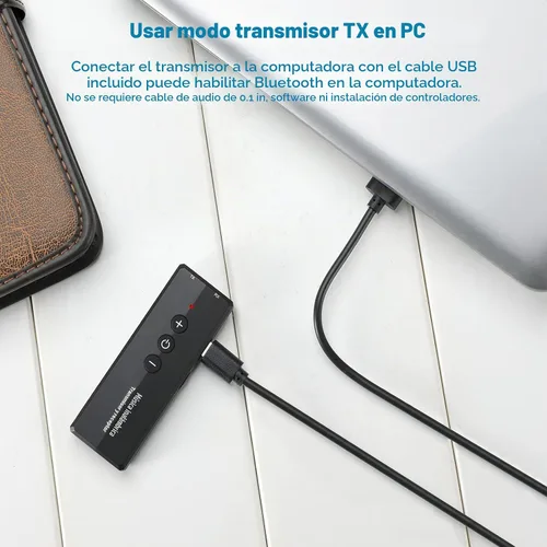 Vista 3 de Receptor transmisor Bluetooth 5.3 mejorado 3 en 1, adaptador de audio inalámbrico Isobel de 0.138 in para TV, PC, auriculares, sistema de sonidos