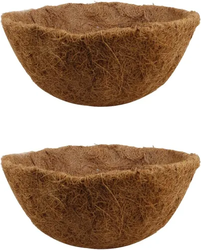 Vista 2 de Paquete de 3 forros redondos de coco natural de fibra de coco de repuesto, cestas colgantes de cáscara de coco para plantar (8 pulgadas)