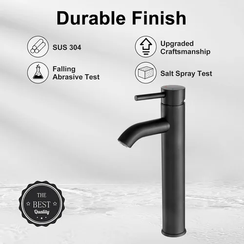 Vista 2 de VOTON Grifo para fregadero de buque, cromo, moderno, alto, grifos de baño, una sola manija, un agujero, Rv, lavabo, lavabo de baño