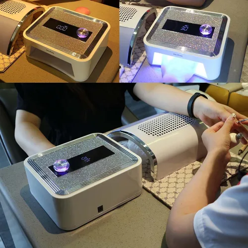 Vista 2 de Lámpara de uñas LED UV, inalámbrica, 120 W, recargable, luz UV para uñas de gel, luz portátil con temporizador, lámpara de curado de diamantes