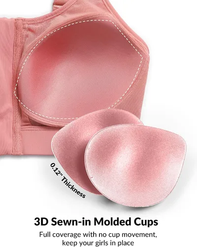 Vista 7 de Yvette Sujetadores deportivos ajustables para mujer, de alto impacto, con cremallera frontal, brasier deportivo sin varillas, talla grande