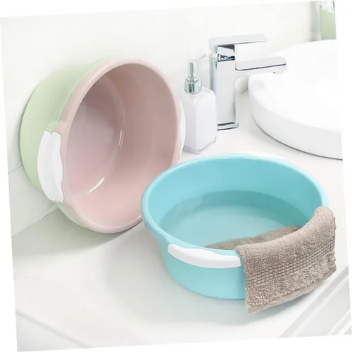 Vista 5 de Healifty Lavabo clásico de 2 piezas, azul, 13.6 x 11.2 in, estilo granja, plástico, independiente, rectangular, drenaje central, acabado pintado