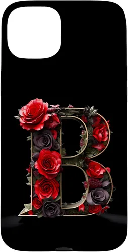 Vista 9 de B Monogram Letter Red Roses Floral Case for iPhone 17