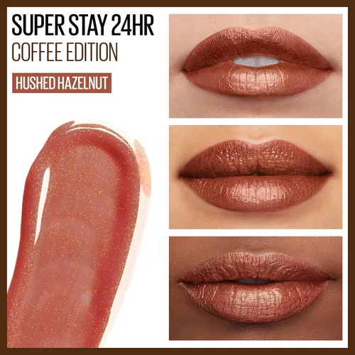 Vista 5 de Maybelline SuperStay 24, lápiz labial líquido de 2 pasos, Edición Café, Hushed Hazelnut 330 AVELLANA HUSHED