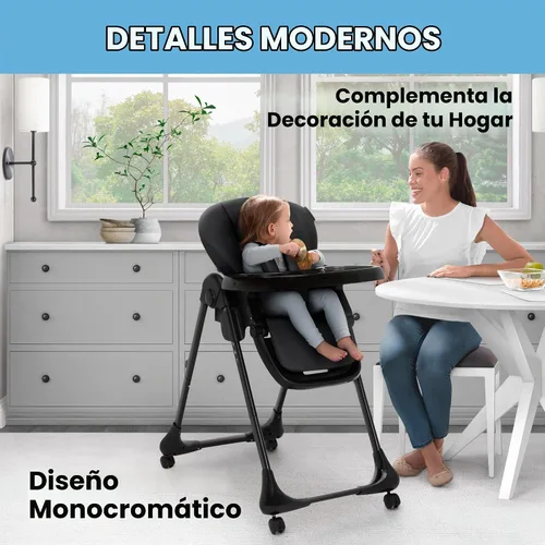 Vista 4 de Little Folks by Delta Children 2-in-1 SlimFold High Chair for Babies and Toddlers, Black Negro