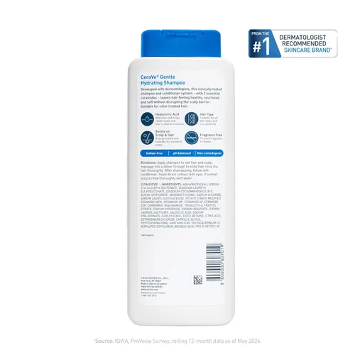 Vista 11 de CeraVe Champú Hidratante Suave, Con Ceramidas, Niacinamida y Ácido Hialurónico Para Cabello y Cuero Cabelludo Suaves y de Aspecto Saludable, Champú
