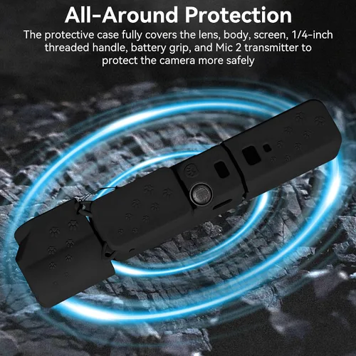 Vista 3 de Funda de silicona Pocket 3: Funda protectora Protector de lente compatible con cámara Vlogging DJI Osmo Pocket 3 Creator Combo Accesorios (negro)
