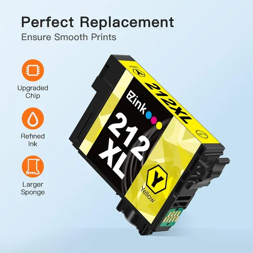 Vista 5 de E-Z Ink Cartuchos de tinta 212XL de alta capacidad remanufacturados para Epson 212 XL 212XL T212 Paquete combinado para usar con Espon XP-4100