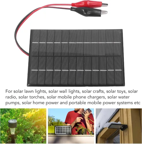 Vista 2 de Panel solar de 2 W y 12 V, cargador de panel solar de polisilicio, sólido, resistente al viento y a la nieve para luces solares de césped, luces