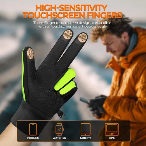 Vista 2 de rivmount Guantes de invierno para mujeres y hombres para clima frío, correr, conducir, ciclismo, resistente al agua y pantalla táctil, guantes