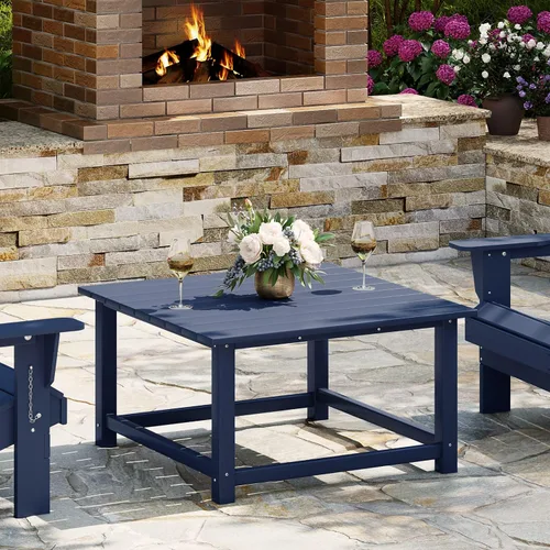 Vista 16 de WestinTrends Mesa de café de patio cuadrada de HDPE Malibu para exteriores de bajo perfil, marrón oscuro
