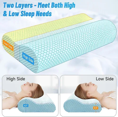 Vista 5 de CloudBliss Almohada cervical ergonómica para dormir, almohada cervical cervical para aliviar el dolor de cuello, almohada de espuma viscoelástica
