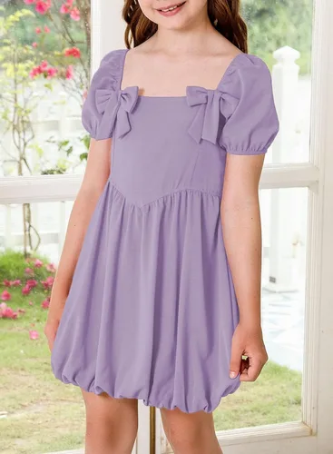 Vista 2 de blibean Vestido de niña preadolescente, trajes de verano para fiesta de 4 a 13 años