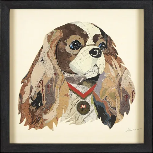 Vista 12 de Empire Art Direct Alex Zeng - Papel gráfico enmarcado con collage dimensional de bulldog francés bajo vidrio, listo para colgar, 17 x 17 pulgadas