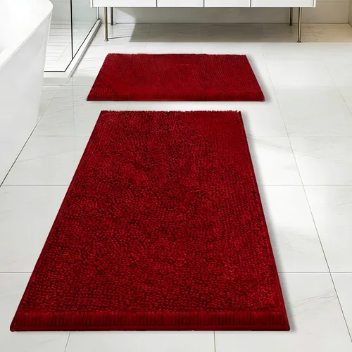 Vista 21 de Juego de alfombras de baño de 2 piezas, súper absorbente suave, gruesa, lavable en lavadora, alfombra de baño de chenilla antideslizante, alfombra