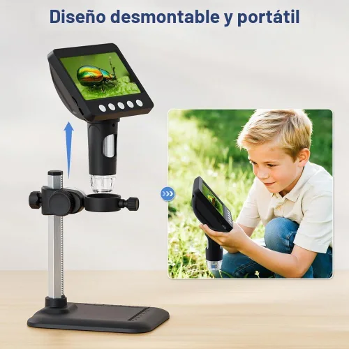 Vista 7 de Microscopio digital de 4.3 pulgadas para adultos, microscopio de moneda SKYEAR 1000X con 8 luces de relleno LED ajustables, microscopio USB