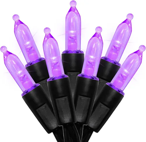 Vista 7 de MULTI-SPARKING - Luces de Halloween operadas con batería - 50 luces LED mini moradas para árbol pequeño, corona, manualidades, decoración