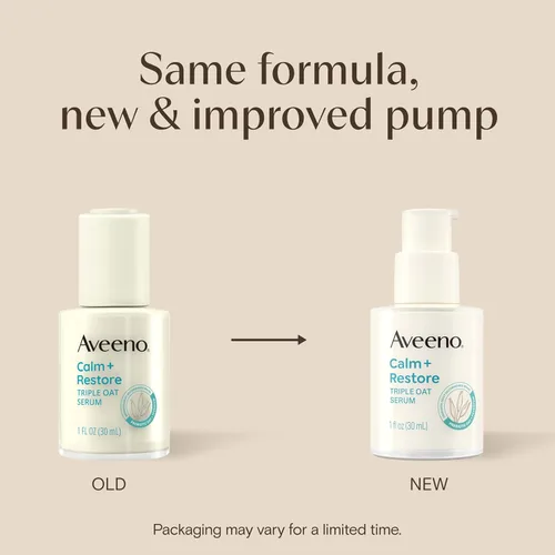 Vista 2 de Aveeno Calm + Restore Triple Oat Suero Facial Hidratante para pieles sensibles, suave y ligero que suaviza instantáneamente la piel,